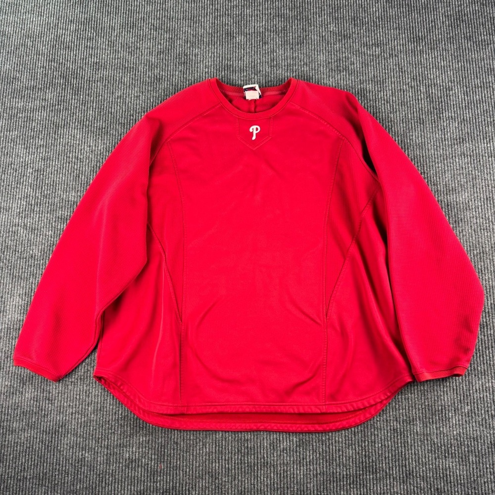 Majestic Philadelphia Phillies Pullover XXL Red Therma Base MLB Authentic Dugout